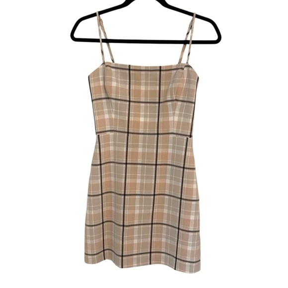 Aritzia Wilfred Modern Mini Dress- Neutral Plaid Mini Dress- Size 0 - Picture 3 of 13